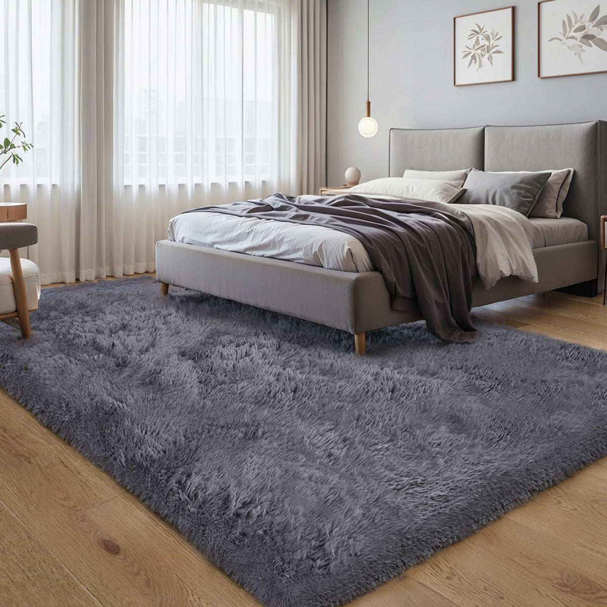 Pink Fluffy 4x6 Area Rugs for Bedroom Girls, Plush Washable Carpet