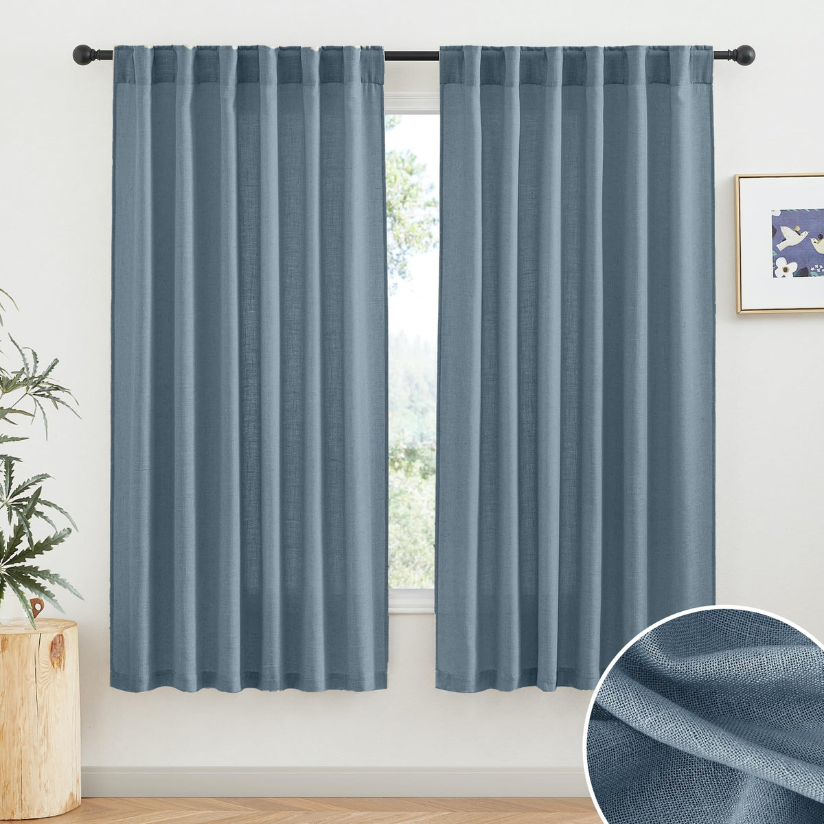 RYB HOME White Sheer Curtains for Living Room Patio Glass Door, W52 x L95