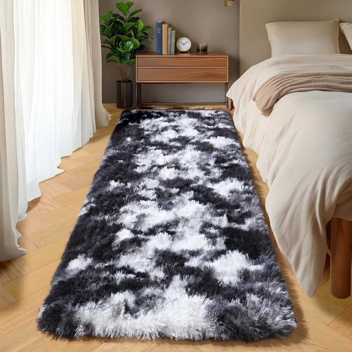 Runner Rugs for Bedroom Living Room, 2x6 Tie-Dyed Beige Hallway Area Rug