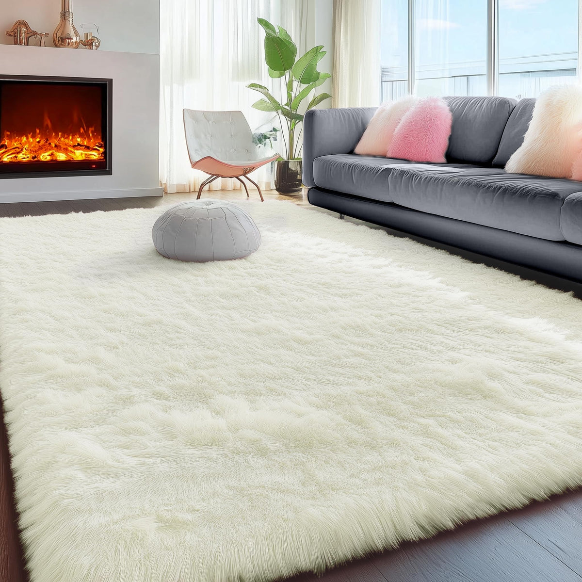 Rainbow Area Rugs for Girls Bedroom Fluffy Soft Vibrant Rugs Kids Playroom
