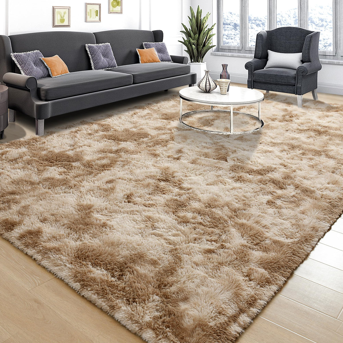 Tepook 4x6 Soft Fluffy Rug for Bedroom Fuzzy Black Rugs for Living Room