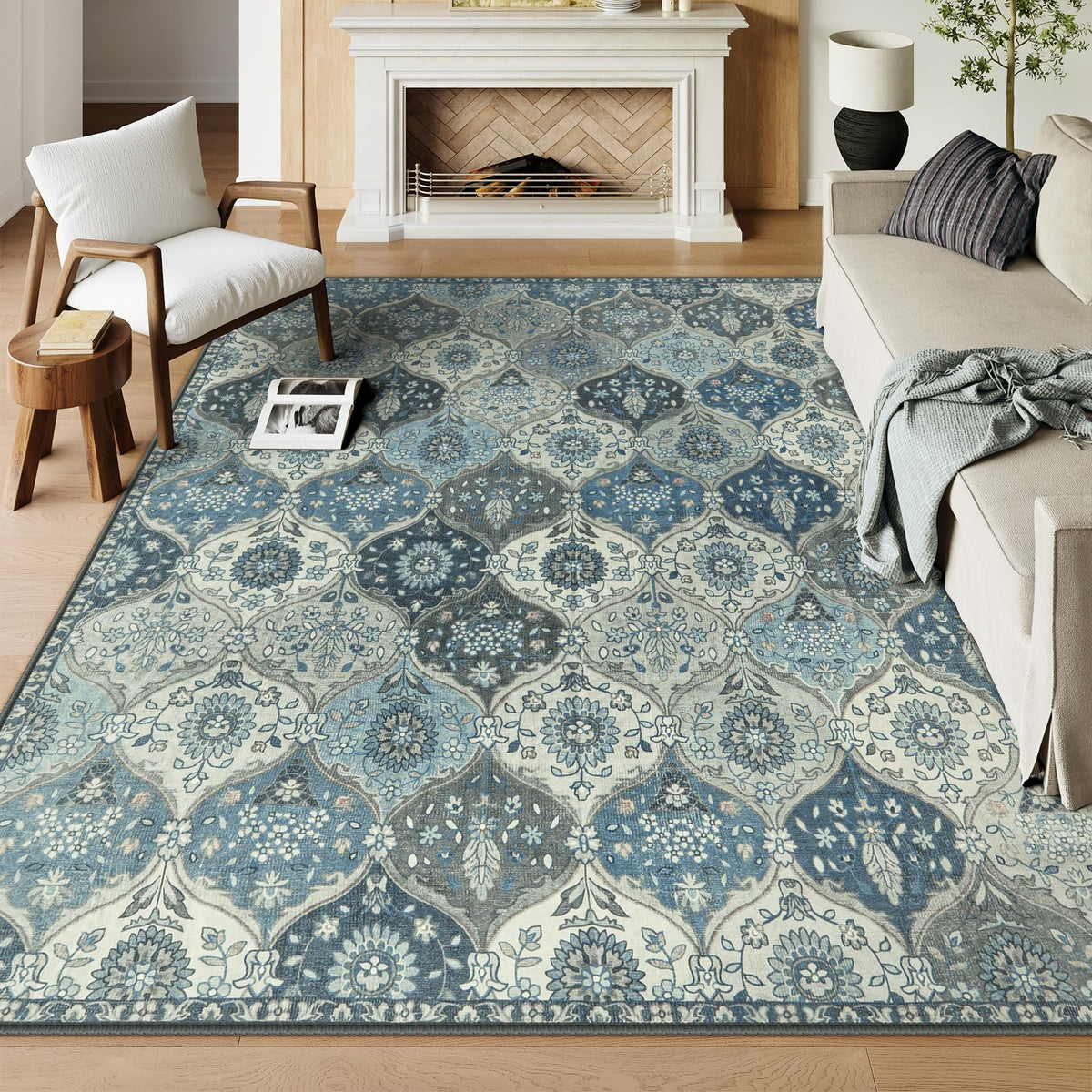 Lahome Moroccan Washable Small Area Rug, 3x5 Rug for Bedroom Living Room