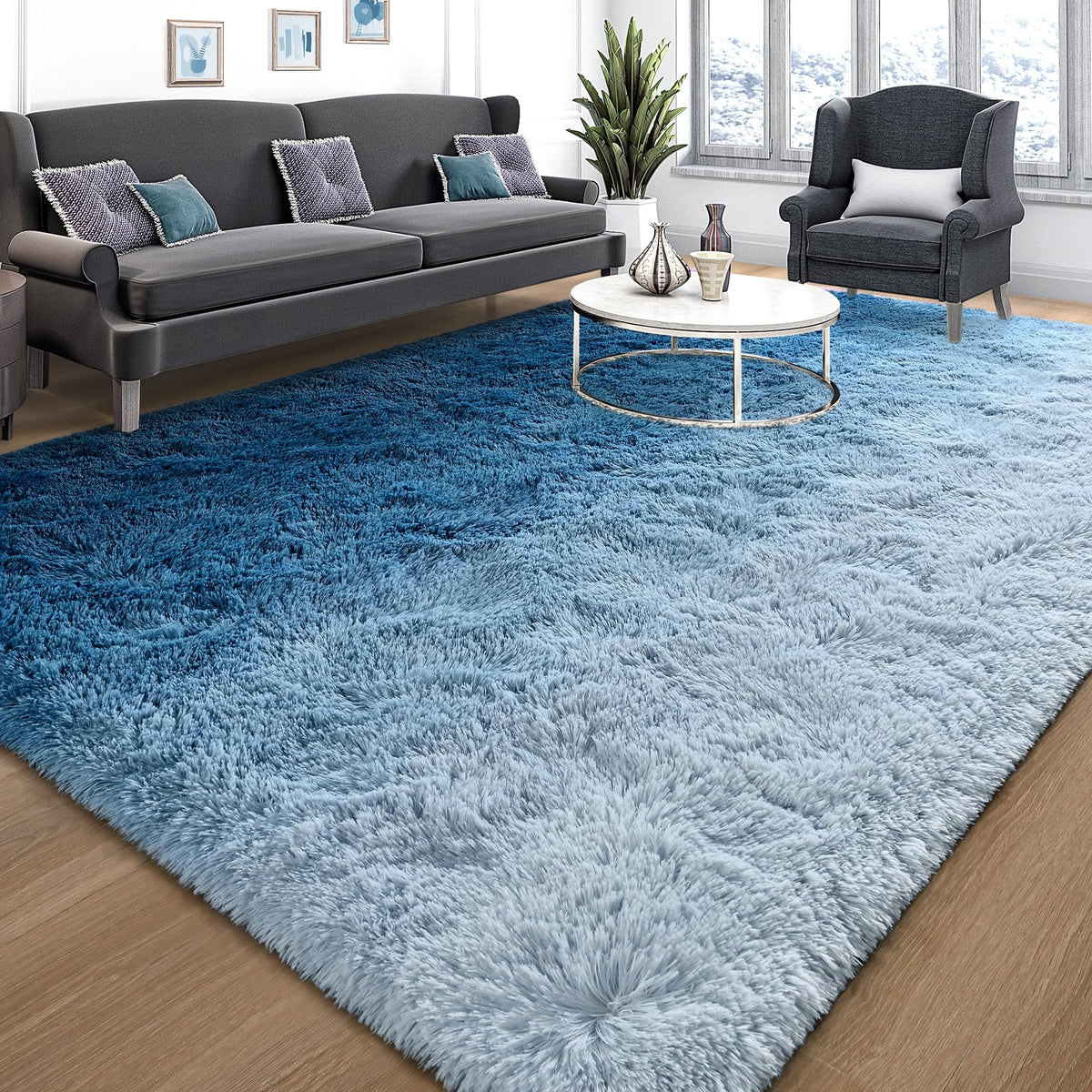 Tepook 4x6 Soft Fluffy Rug for Bedroom Fuzzy Black Rugs for Living Room