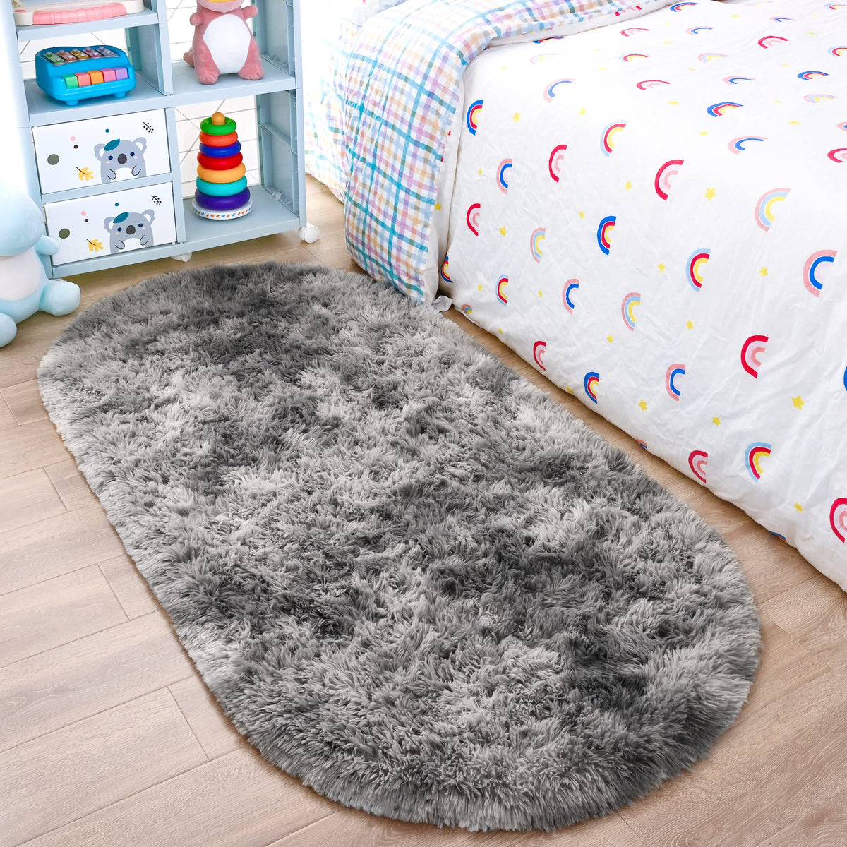 Noahas 2x6 Black Fluffy Soft Runner Rug Non-Slip for Bedroom Dorm Hallway
