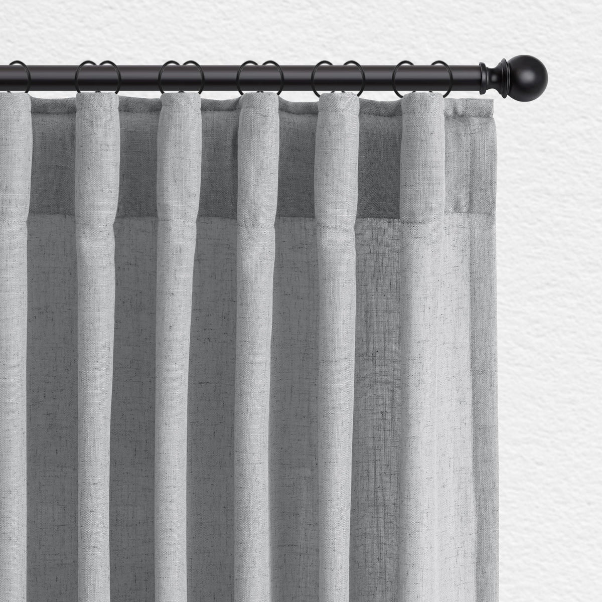 Jowels Natural Linen Curtains 84 Inches Long 2 Panels for Living Room