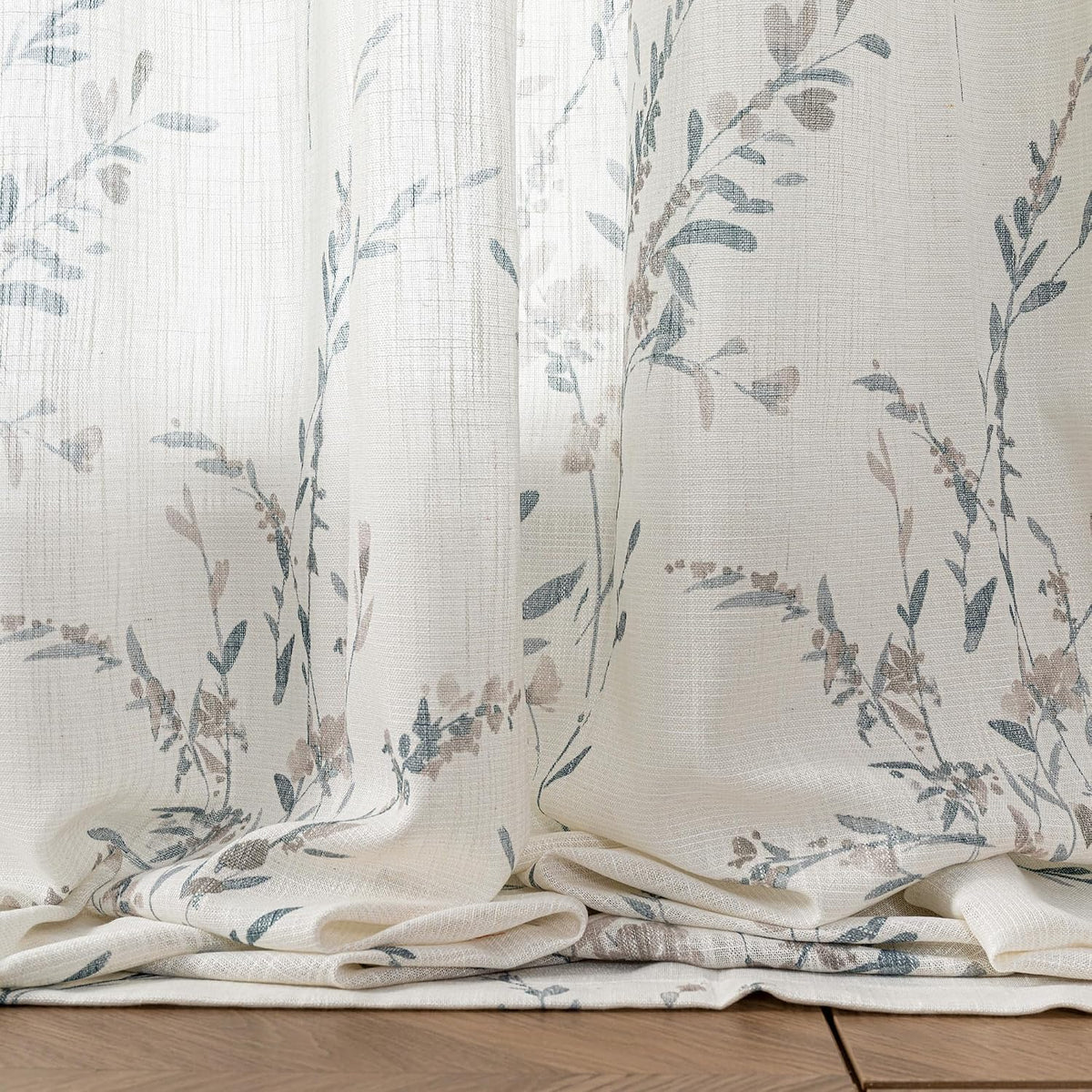 MYSKY HOME Sheer Linen Curtains 84 Inch Length Light Filtering 2 Panels