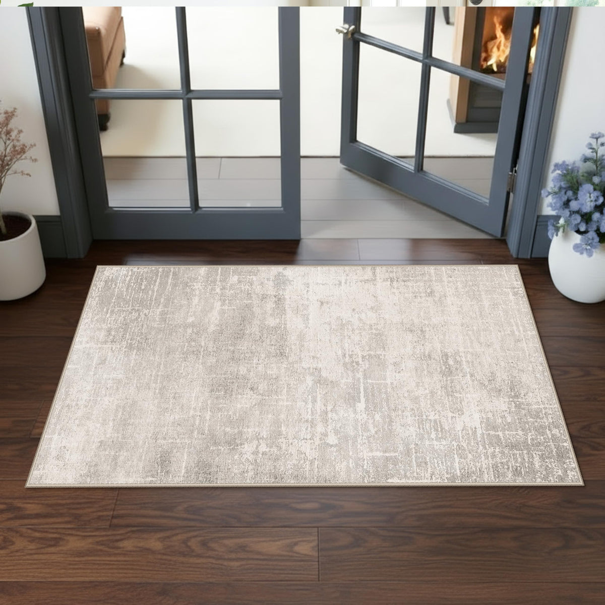 2x6 Hallway Washable Runner Rug : Vintage Soft Kitchen Laundry Runner with Non Slip Backing Farmhouse Entryway Living Room Floor Mat Stain Resistant Carpet for Bedroom Bathroom Distressed Beside Rug