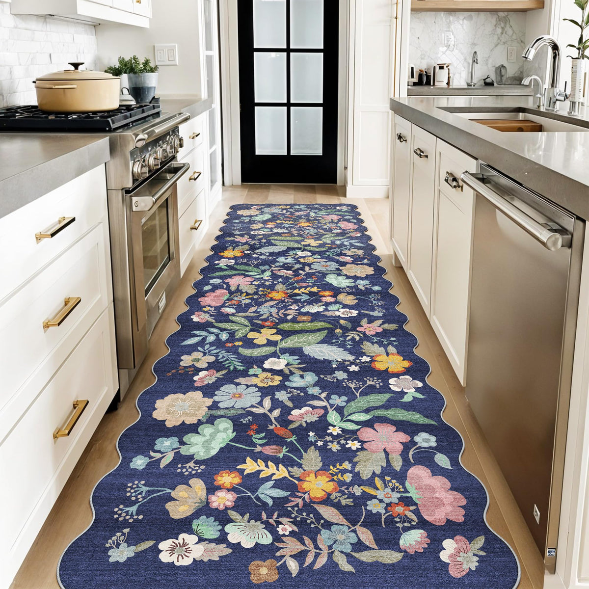 2x6 Hallway Washable Runner Rug : Vintage Soft Kitchen Laundry Runner with Non Slip Backing Farmhouse Entryway Living Room Floor Mat Stain Resistant Carpet for Bedroom Bathroom Distressed Beside Rug