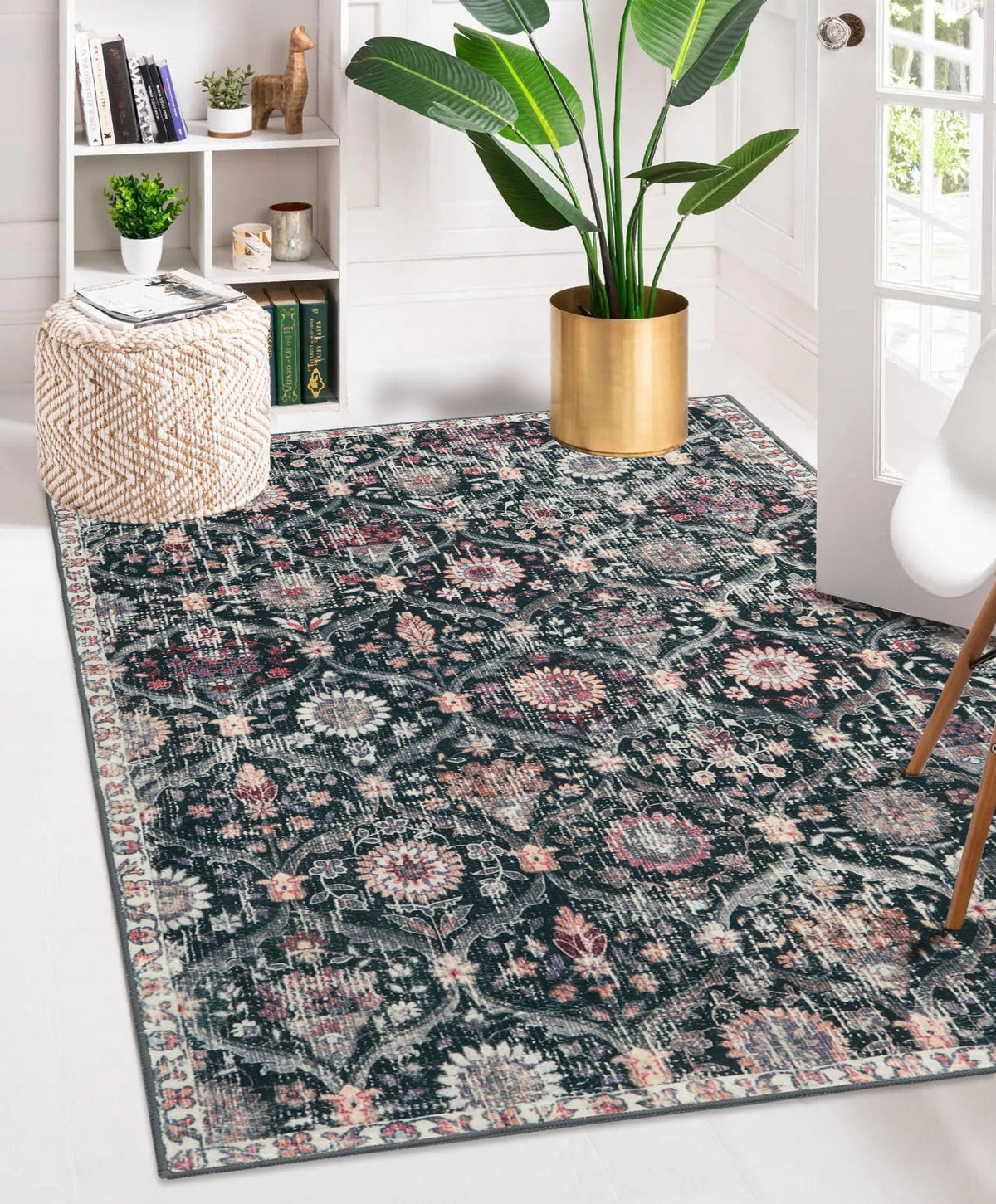 Lahome Moroccan Washable Small Area Rug, 3x5 Rug for Bedroom Living Room