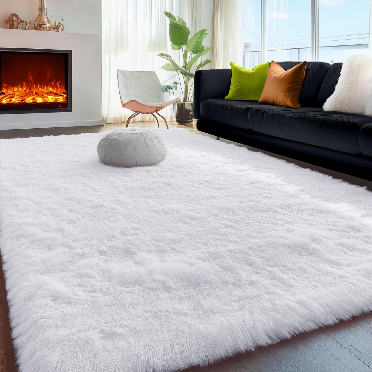 Rainbow Area Rugs for Girls Bedroom Fluffy Soft Vibrant Rugs Kids Playroom