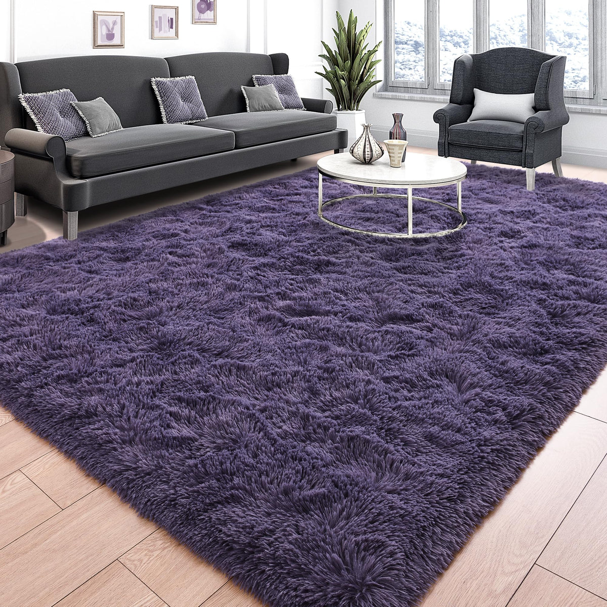Tepook 4x6 Soft Fluffy Rug for Bedroom Fuzzy Black Rugs for Living Room