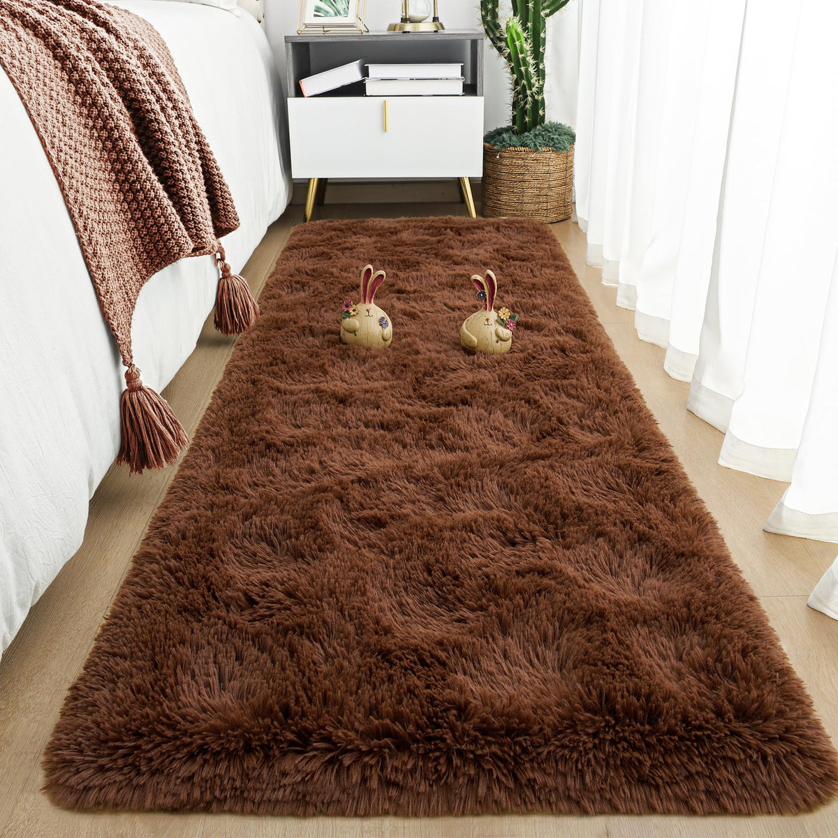 Tepook 4x6 Soft Fluffy Rug for Bedroom Fuzzy Black Rugs for Living Room