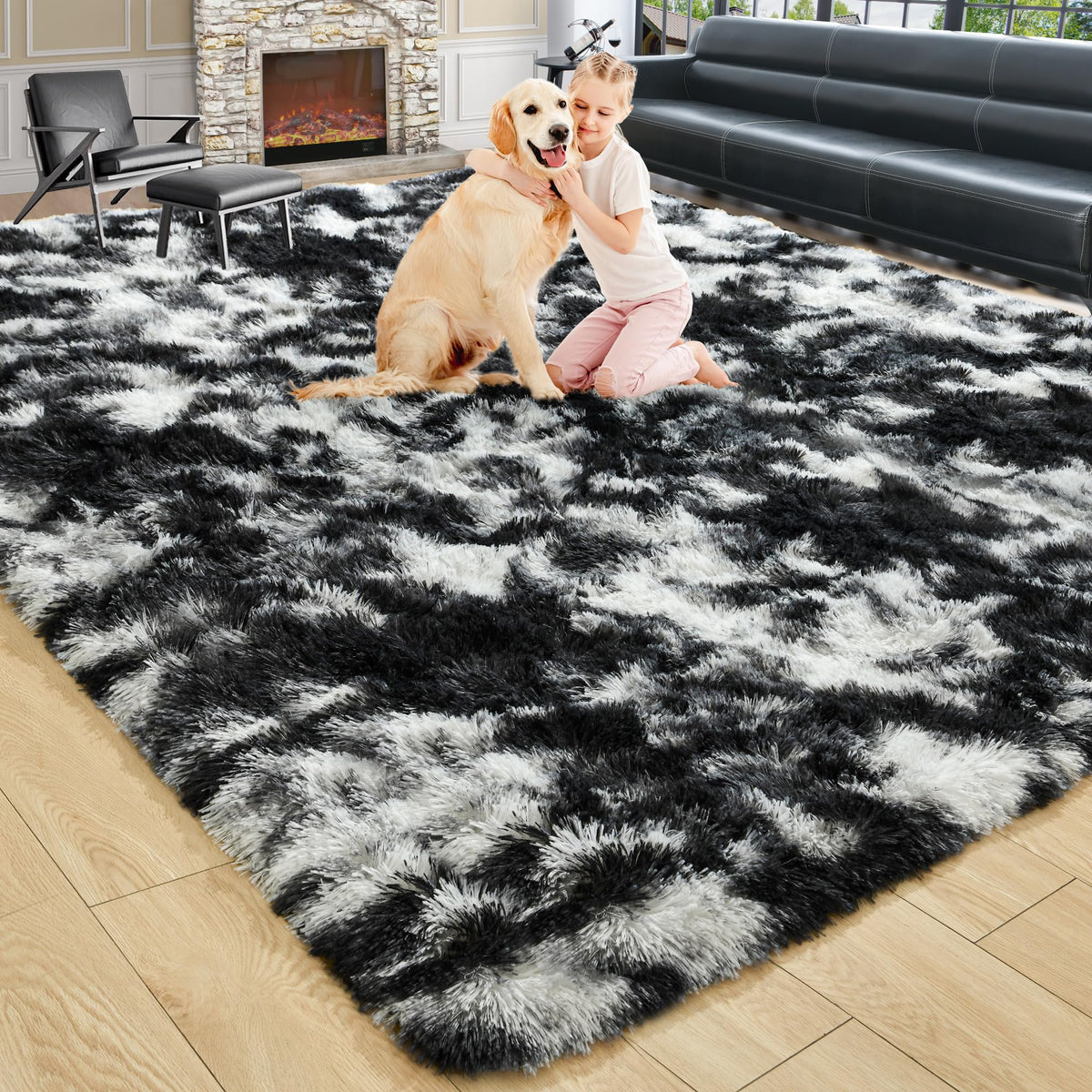 Noahas 2x6 Black Fluffy Soft Runner Rug Non-Slip for Bedroom Dorm Hallway
