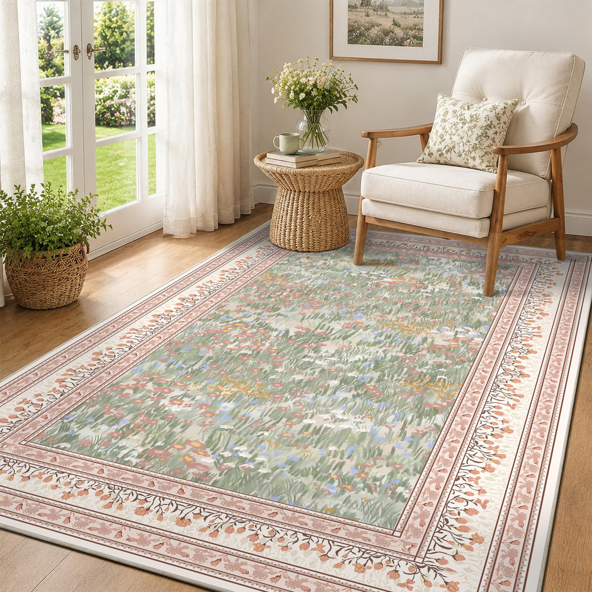 HelloTree 5x7 Floral Vintage Boho Area Rug