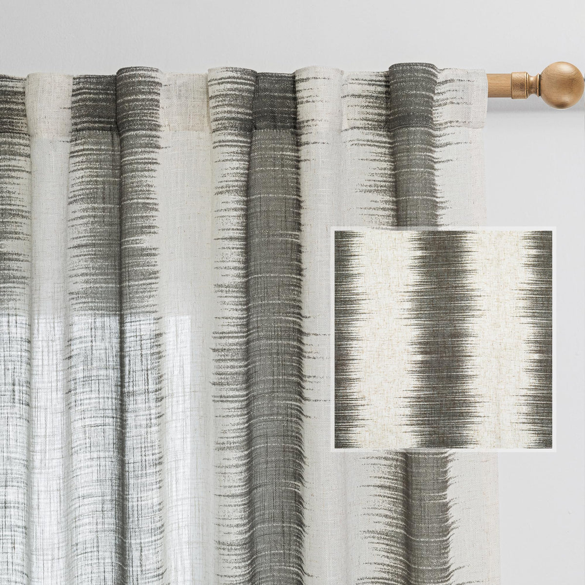 MYSKY HOME Sheer Linen Curtains 84 Inch Length Light Filtering 2 Panels