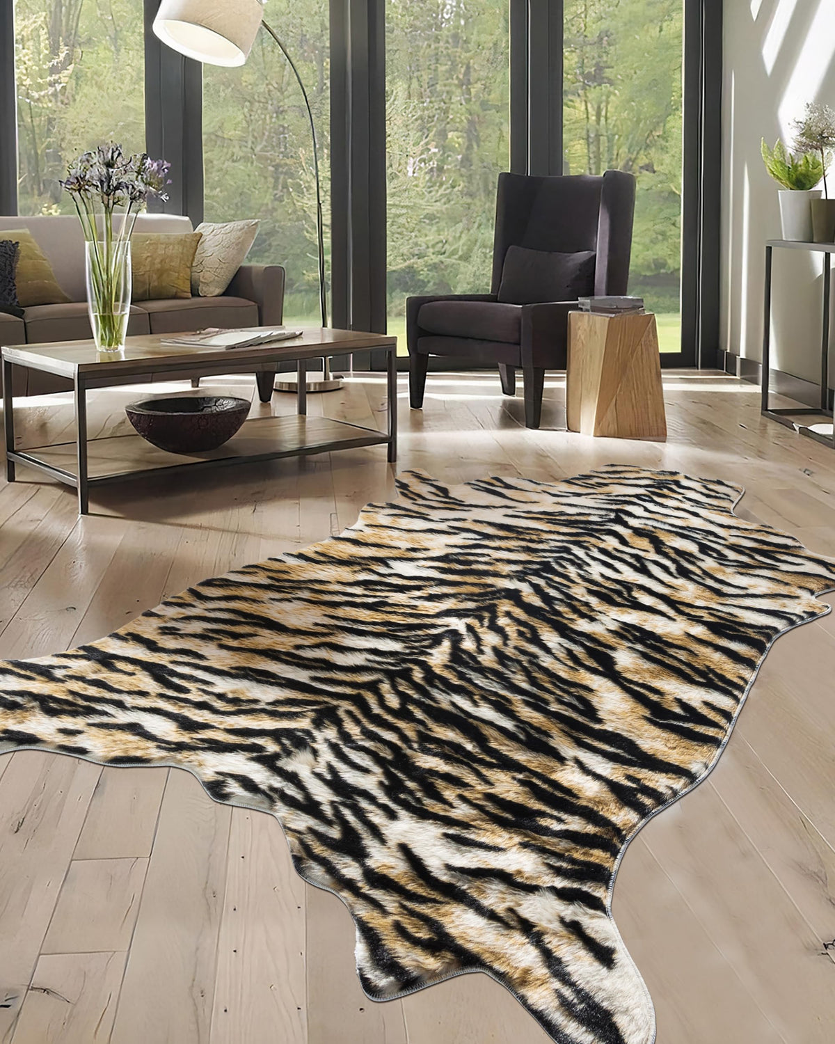 Cheetah Print Rug, Leopard Rug 5.2x7 Faux Animal Print Skin Cheetah Area Rug for Bedroom Living Room Animal Fur Hide Rustic Antelope Multicolor
