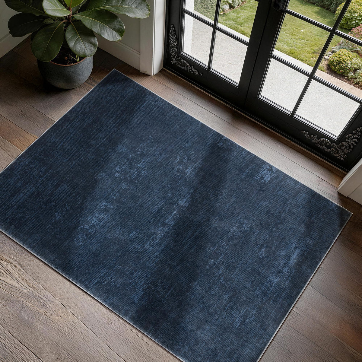 8x10 Washable Area Rug, Black Solid Area Rugs for Living Room & Bedroom