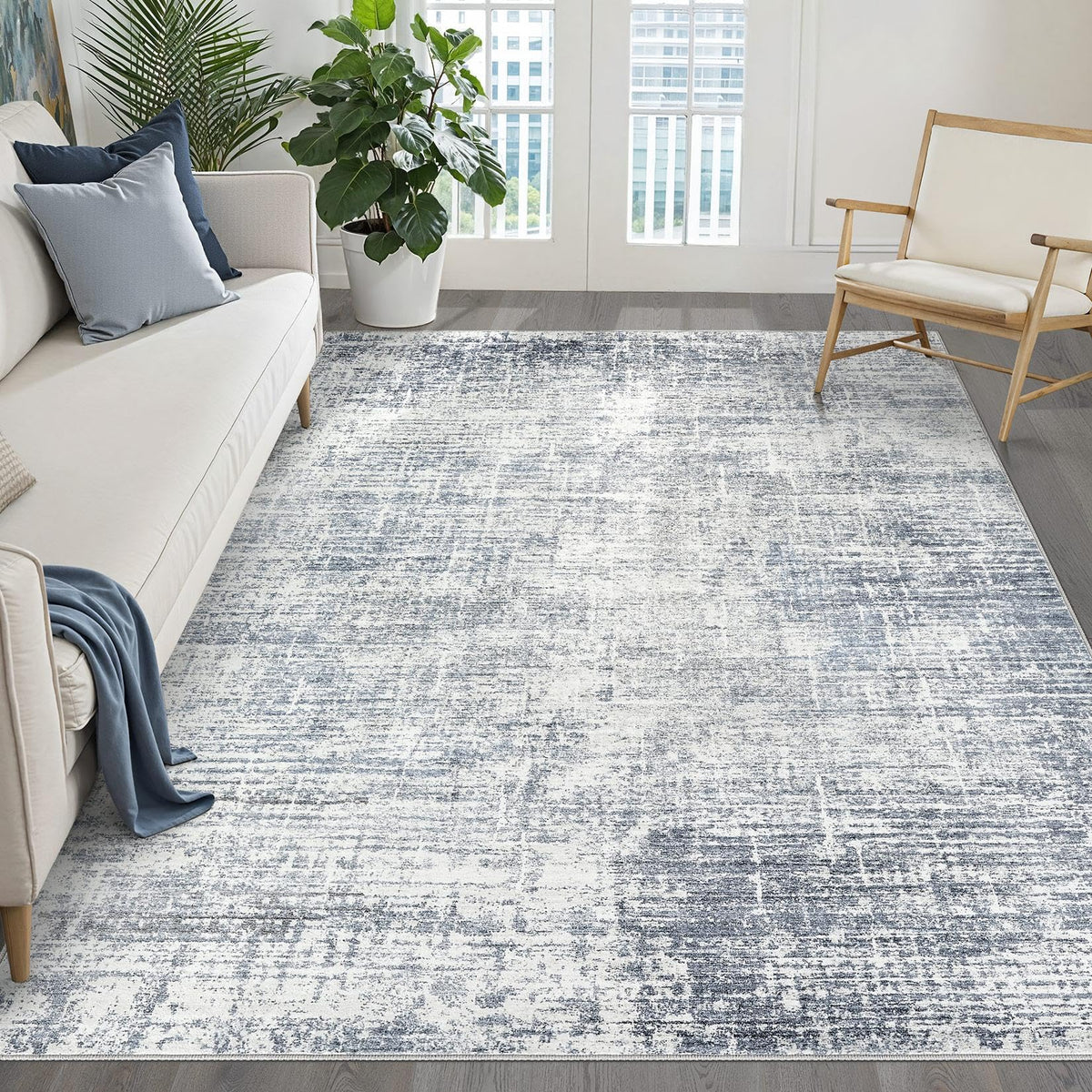 LOONGRUG 8x10 Area Rugs Washable Neutral Modern Rug for Living Room Brown