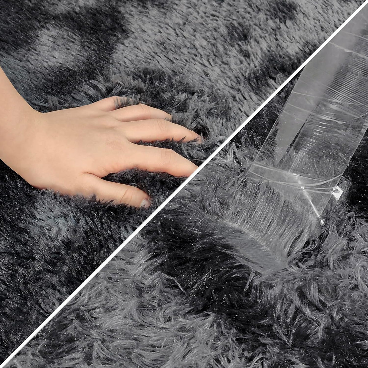 Tie-Dyed Runner Rug for Bedroom Black Grey 2x6ft Fluffy Area Rug Bedside Runner Rug for Kids Room Boys Teens Nursery Baby Living Room Dorm Home Decor Carpets