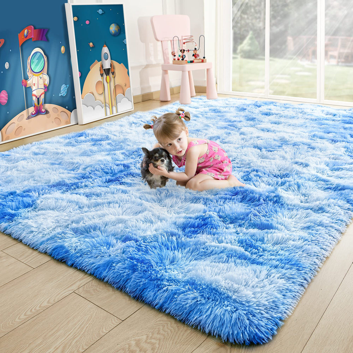 Noahas 2x6 Black Fluffy Soft Runner Rug Non-Slip for Bedroom Dorm Hallway