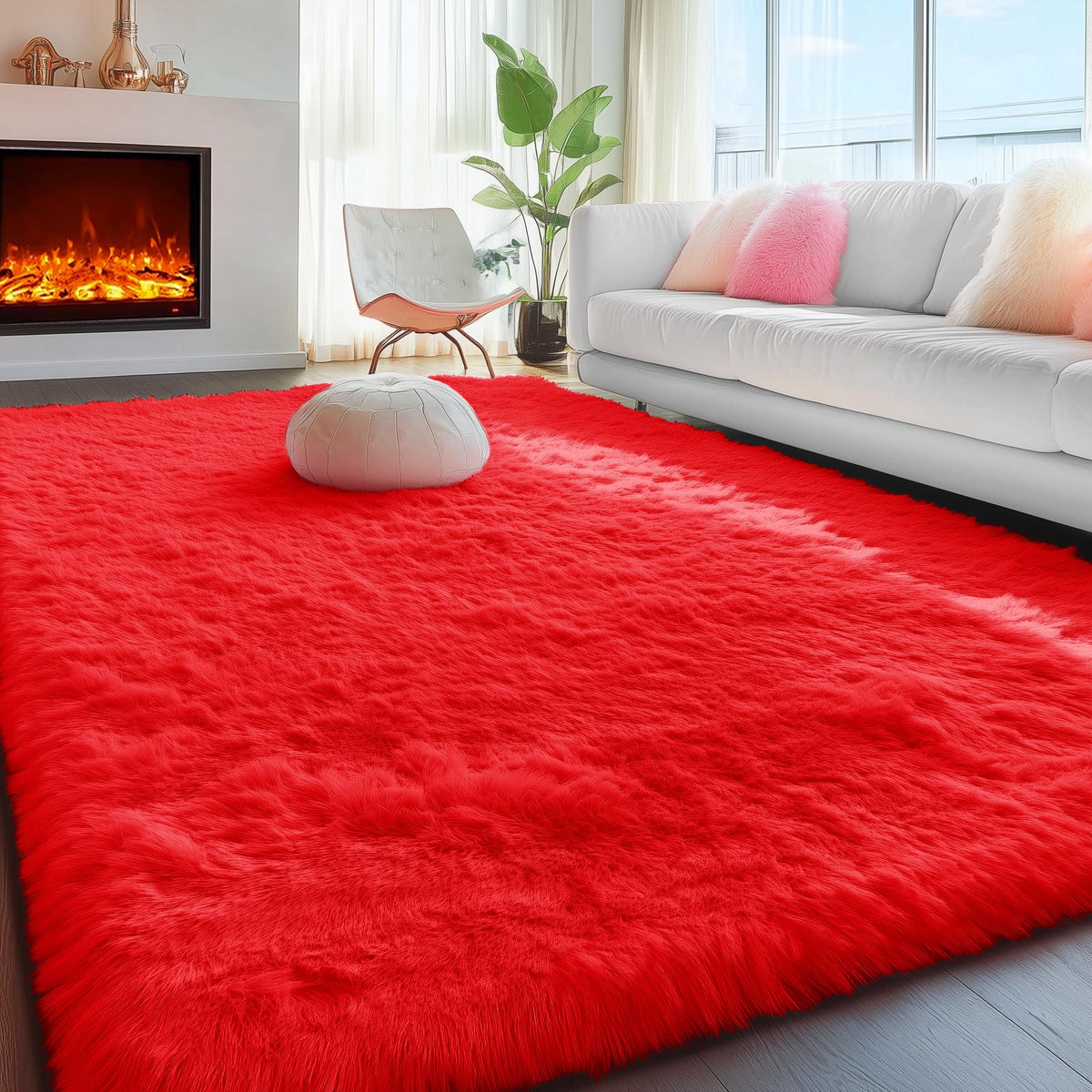 Rainbow Area Rugs for Girls Bedroom Fluffy Soft Vibrant Rugs Kids Playroom