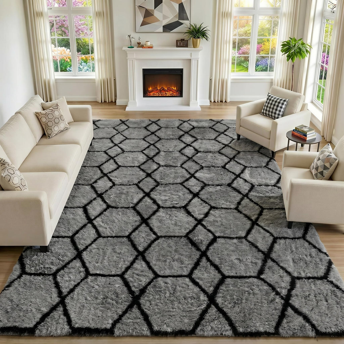 Runner Rugs for Bedroom Living Room, 2x6 Tie-Dyed Beige Hallway Area Rug