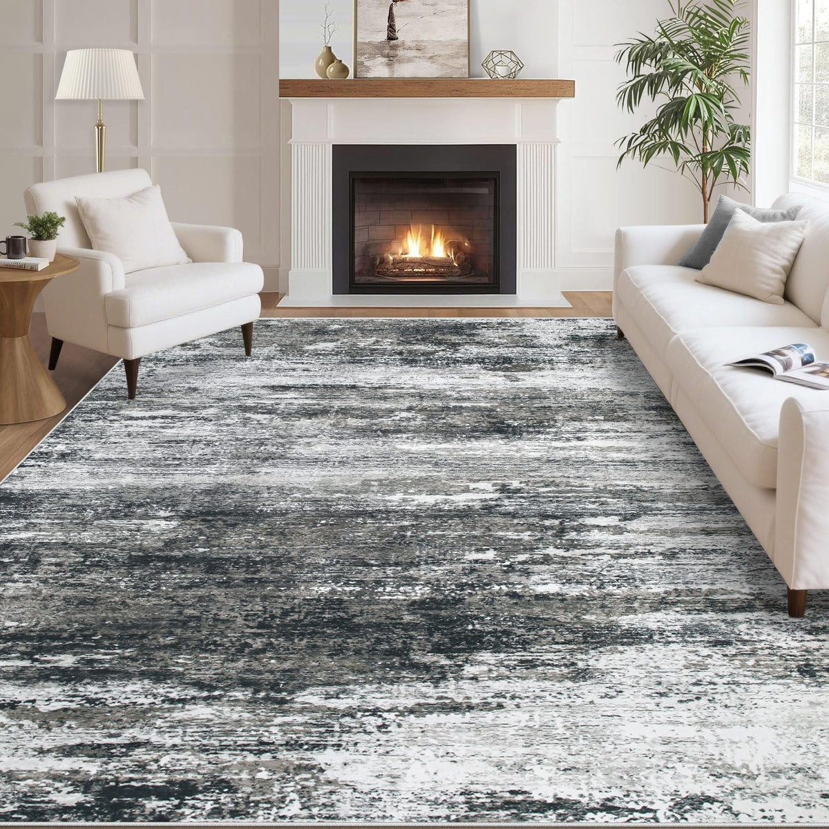 Washable Rug 8x10 Area Rugs for Living Room: Large Neutral Soft Rug Abstract Non Slip Low Pile Modern Carpet for Bedroom Kitchen Nursery Office Dining Room Indoor (Beige, 8'x10')