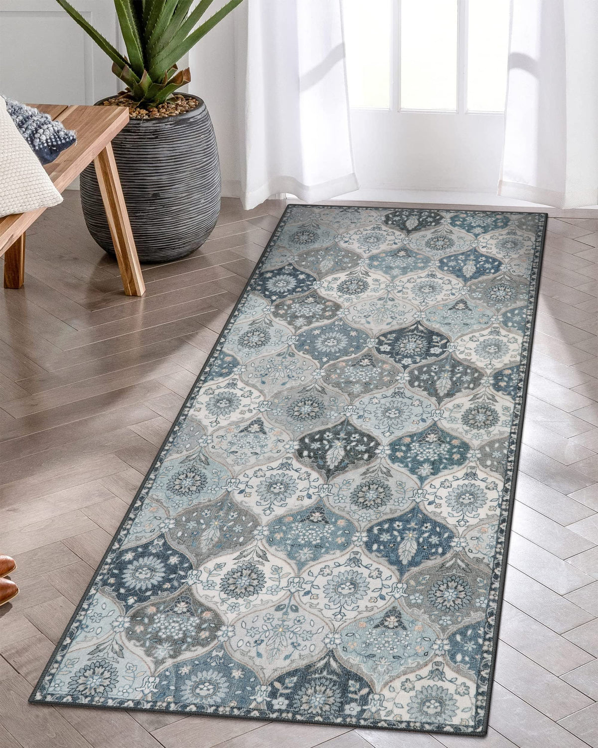 Lahome Moroccan Washable Small Area Rug, 3x5 Rug for Bedroom Living Room