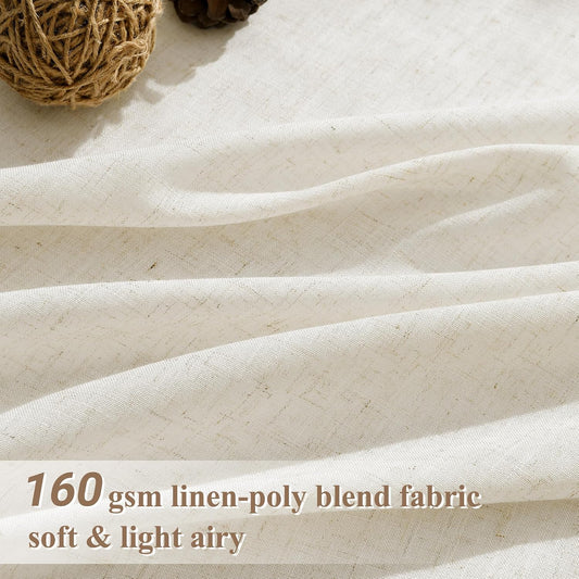 Joywell Linen Sheer Curtains 84 Inches Long for Living Room Beige Cream