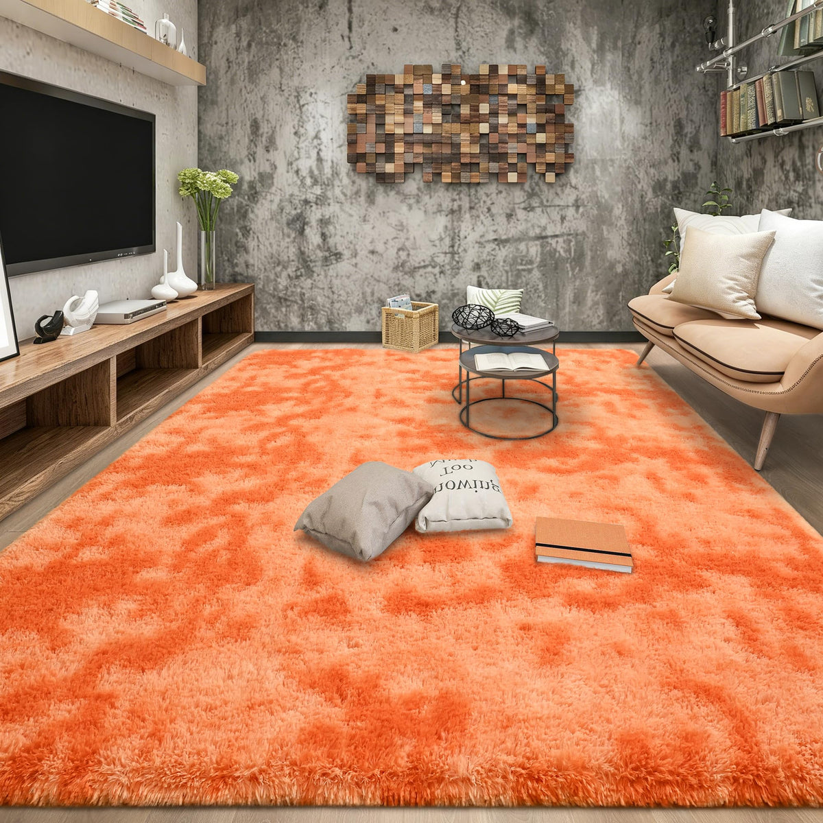 Tepook 4x6 Soft Fluffy Rug for Bedroom Fuzzy Black Rugs for Living Room