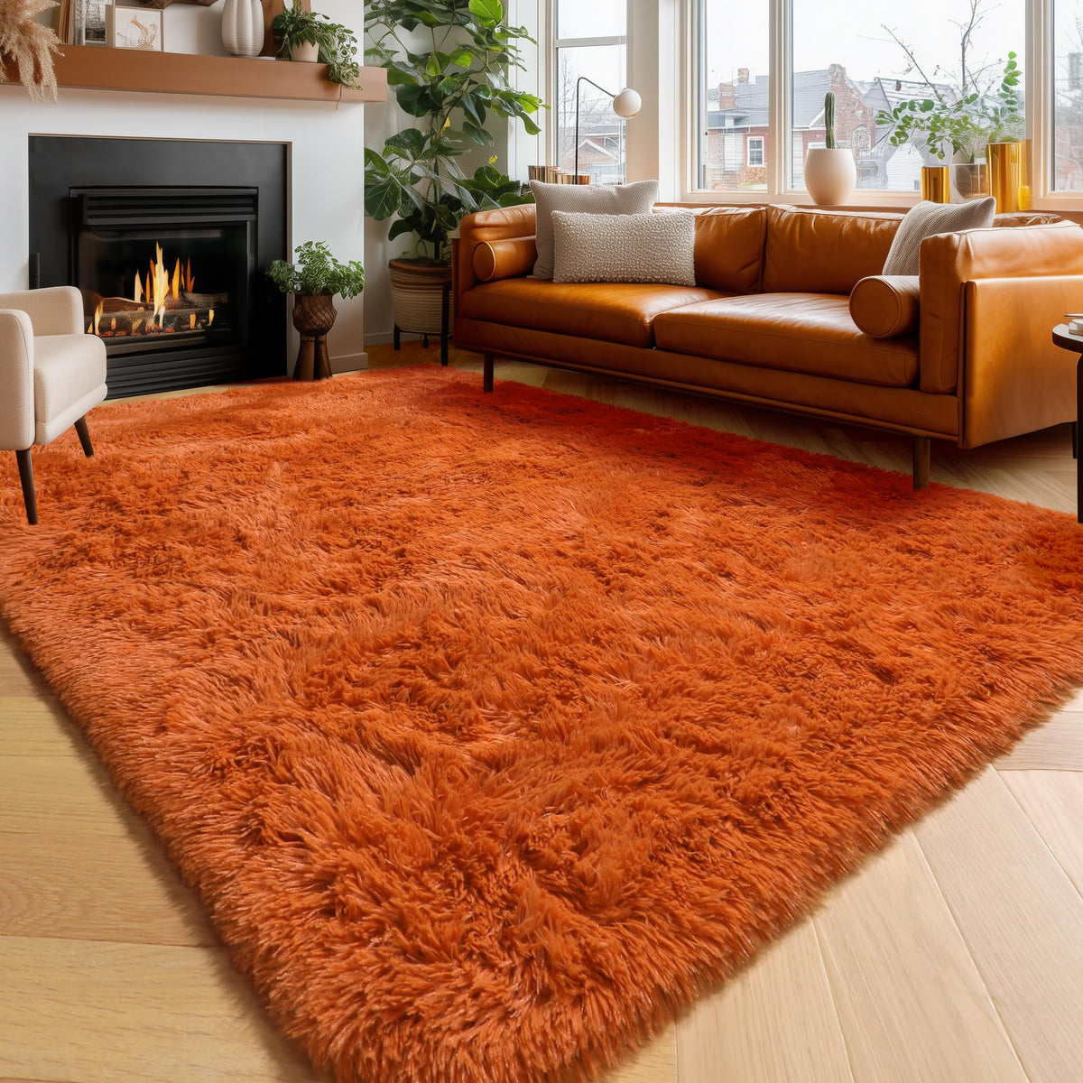 Amdrebio Light Pink Fluffy Fuzzy Area Rug 4x6 for Girls Bedroom Kids Room
