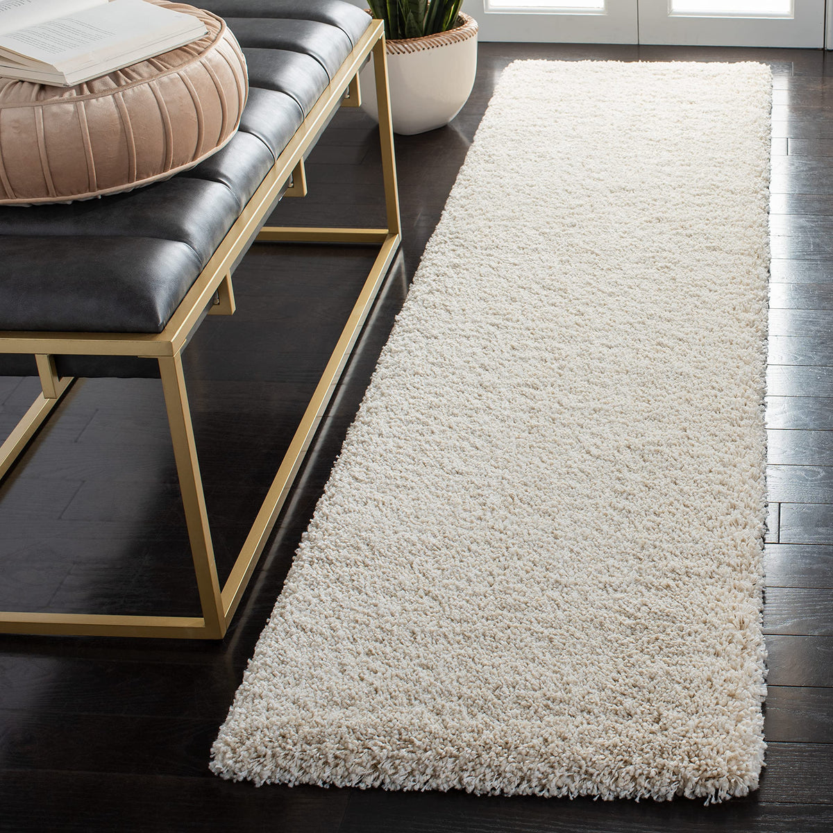 SAFAVIEH Milan Shag Collection 8' x 10' Ivory SG180 Solid Non-Shedding Living Room Bedroom Dining Room Entryway Plush 2-inch Thick Area Rug