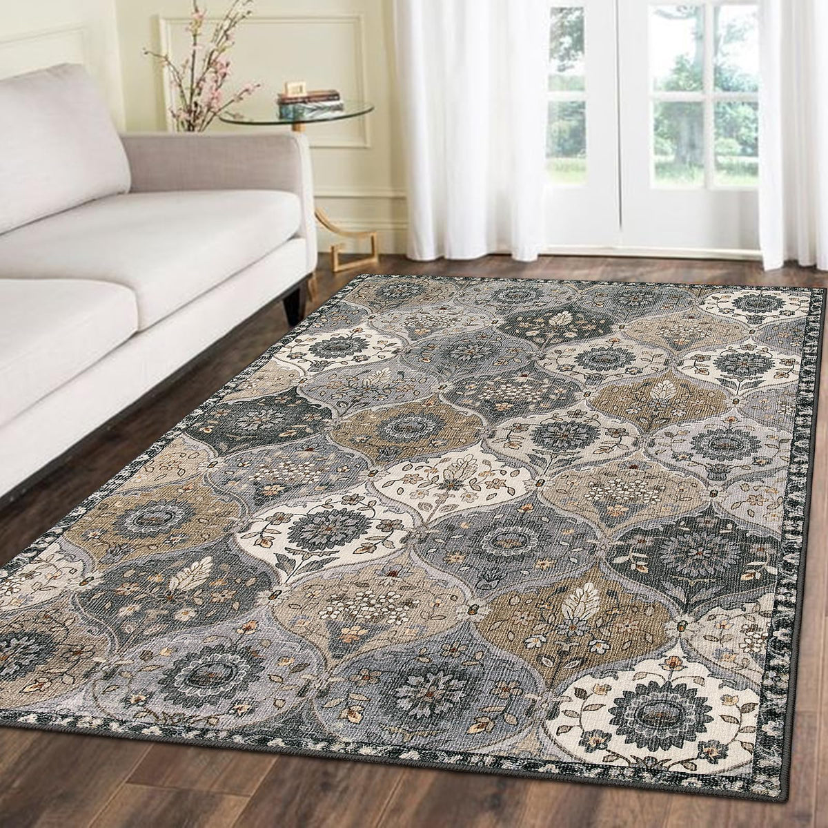 Lahome Moroccan Washable Small Area Rug, 3x5 Rug for Bedroom Living Room