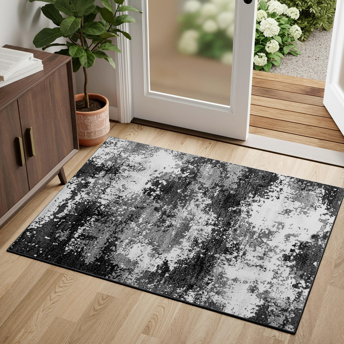 Black Washable Rug 5x7 Area Rugs for Living Room Bedroom Carpet
