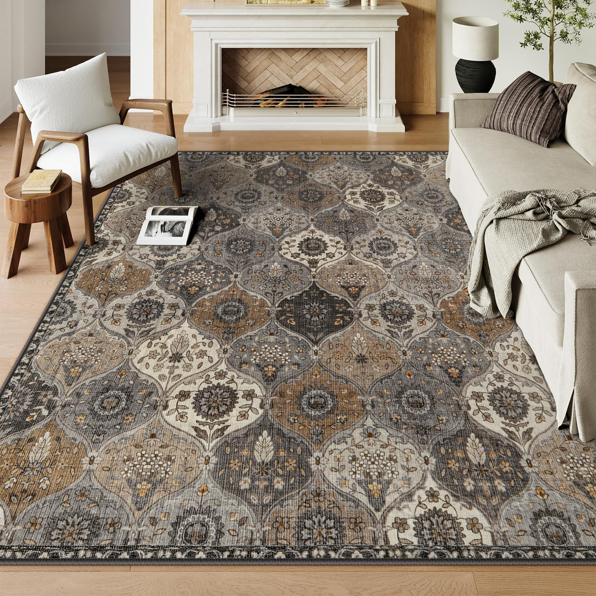 Lahome Moroccan Washable Small Area Rug, 3x5 Rug for Bedroom Living Room