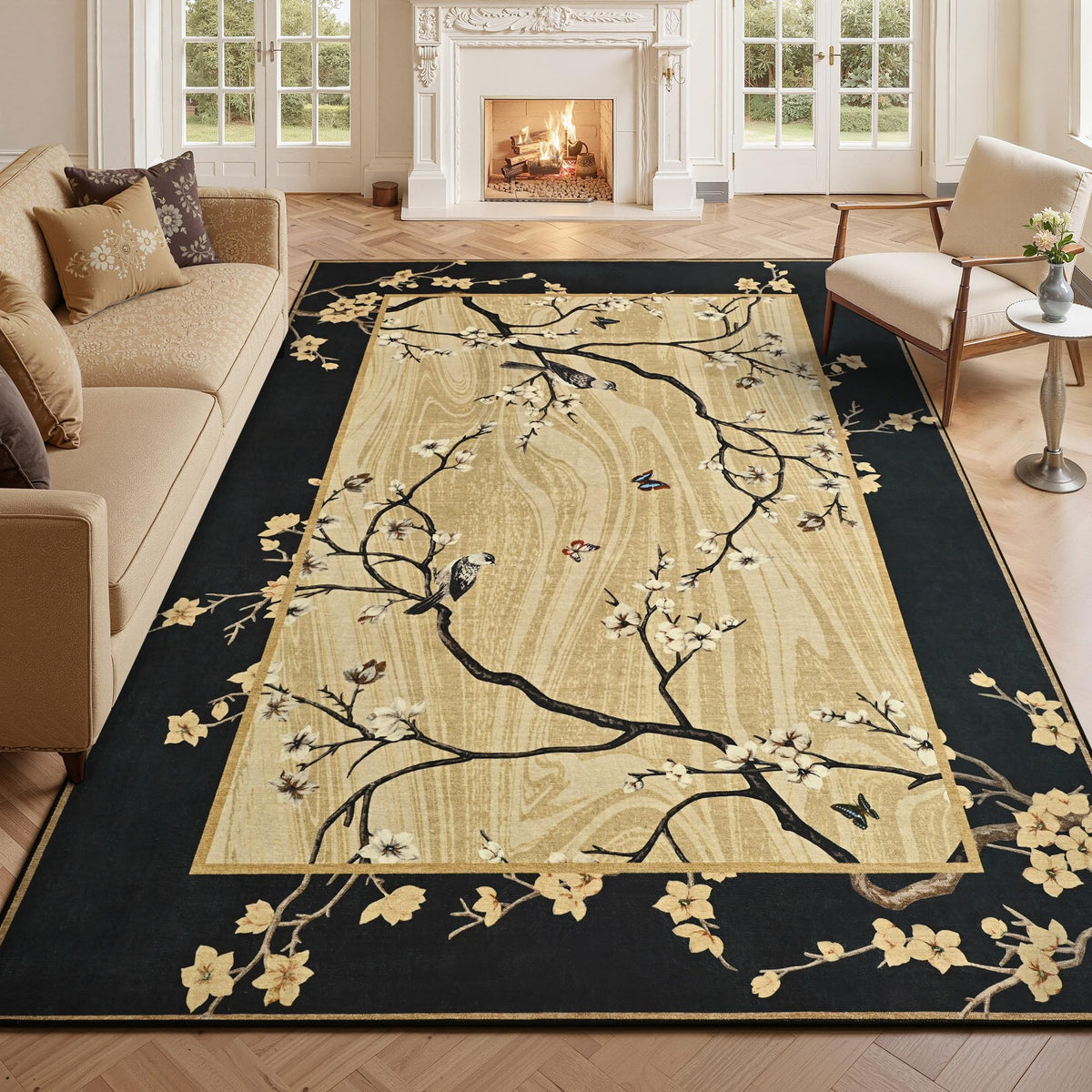 Foxmas 4x6 Purple Floral Area Rug
