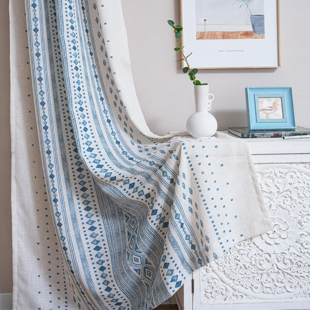 MYSKY HOME Sheer Linen Curtains 84 Inch Length Light Filtering 2 Panels