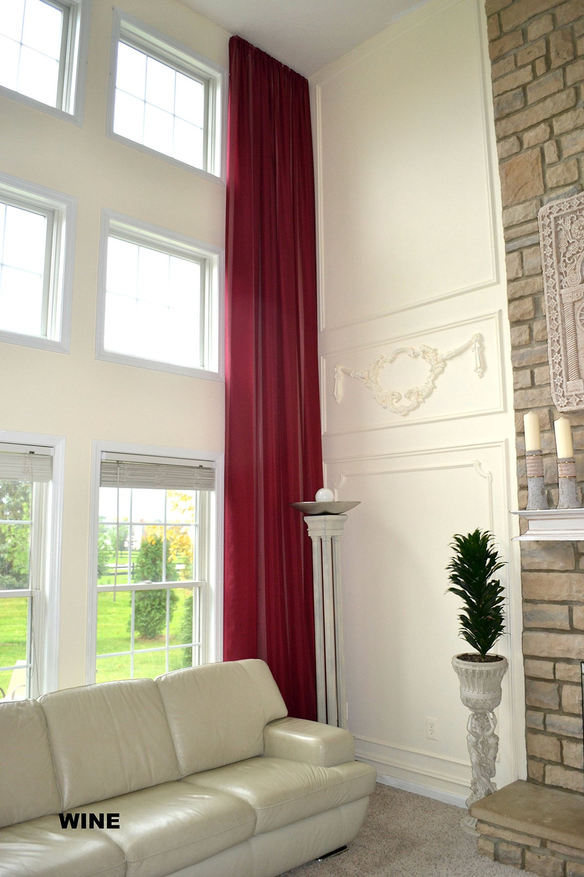 Ikiriska Extra Long Sheer Voile Curtain Sheer Voile with Pocket top (1 Panel) Custom Made (White, 9 ft)