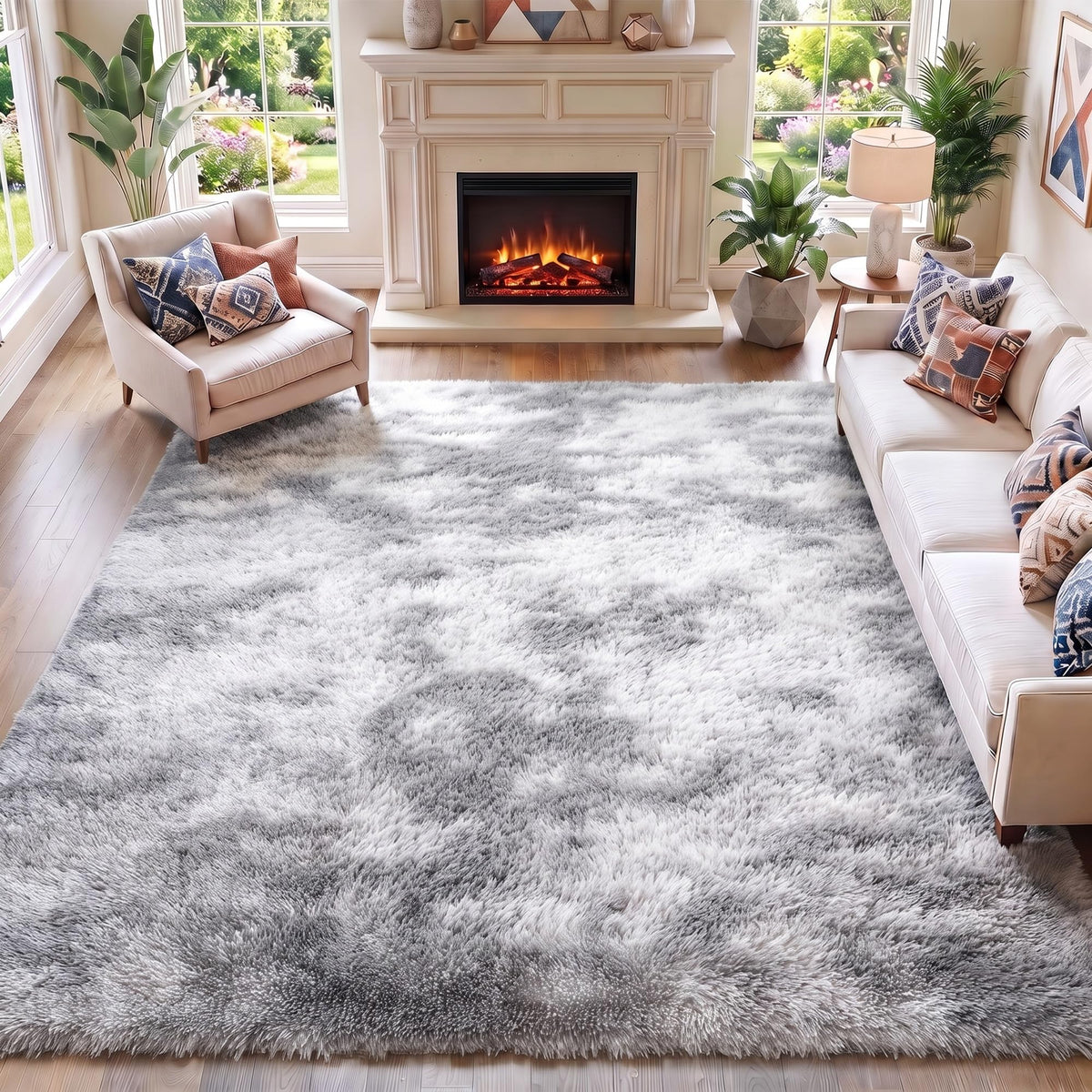 Runner Rugs for Bedroom Living Room, 2x6 Tie-Dyed Beige Hallway Area Rug
