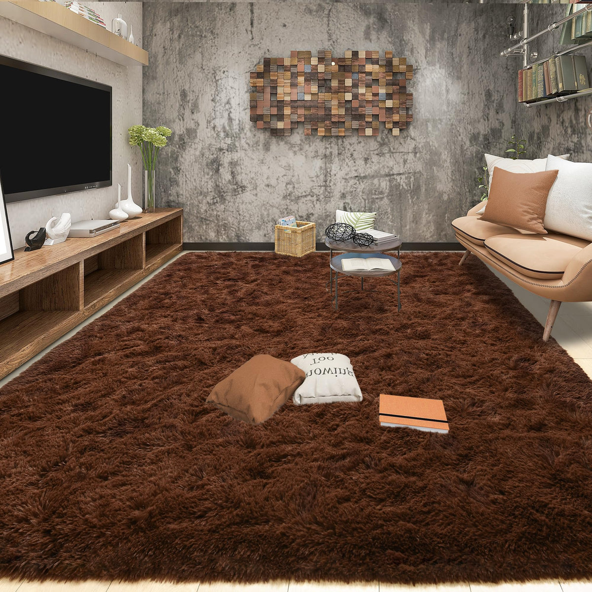 Tepook 4x6 Soft Fluffy Rug for Bedroom Fuzzy Black Rugs for Living Room