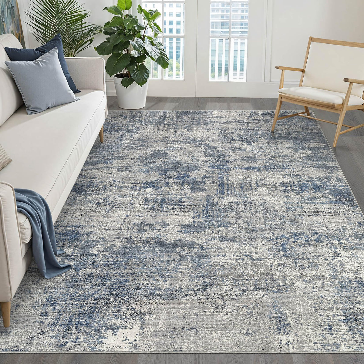 LOONGRUG 8x10 Area Rugs Washable Neutral Modern Rug for Living Room Brown