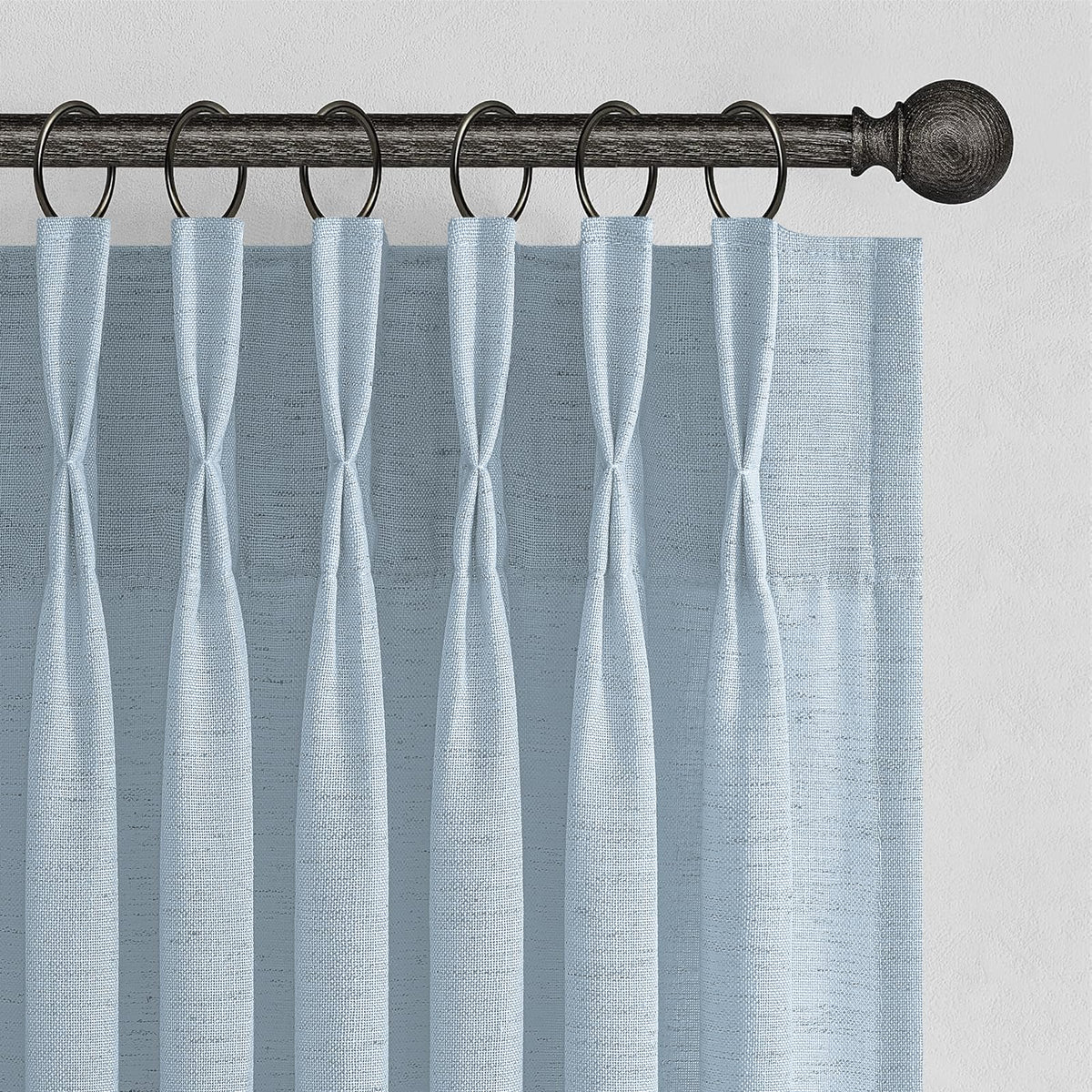96 Inches Long Pinch Pleated Semi Sheer Curtains,Natural Linen Blended Light Filtering Window Curtains 96 Length 2 Panels for Living Room Bedroom Pinch Pleat Drapes with Hooks 2 Panels 40" Wx96 L