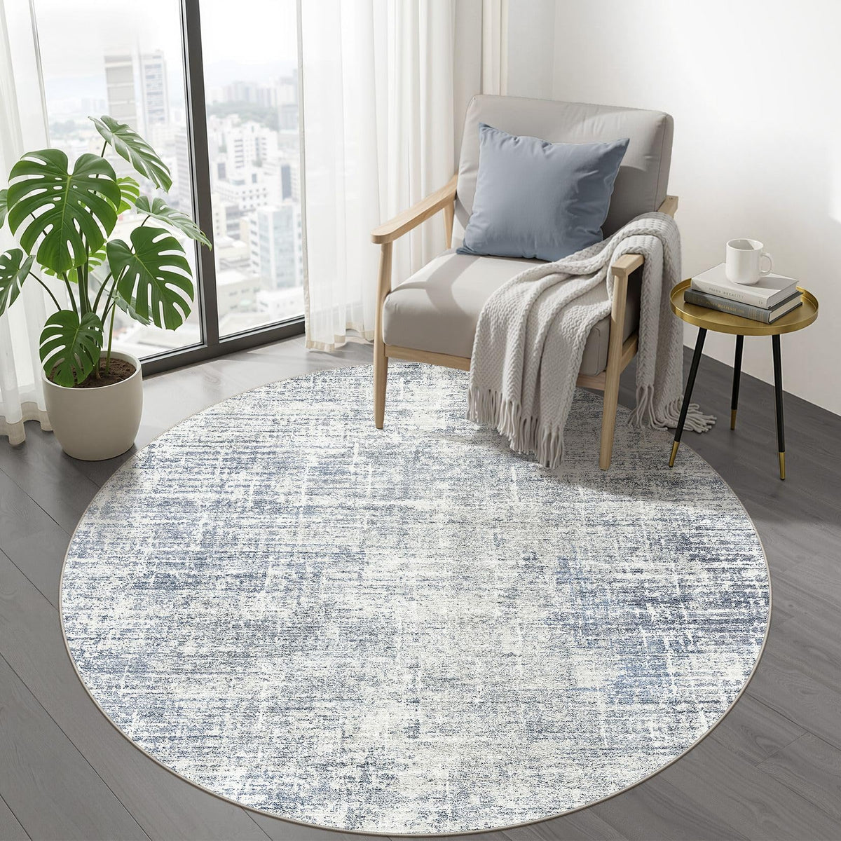 LOONGRUG 8x10 Area Rugs Washable Neutral Modern Rug for Living Room Brown