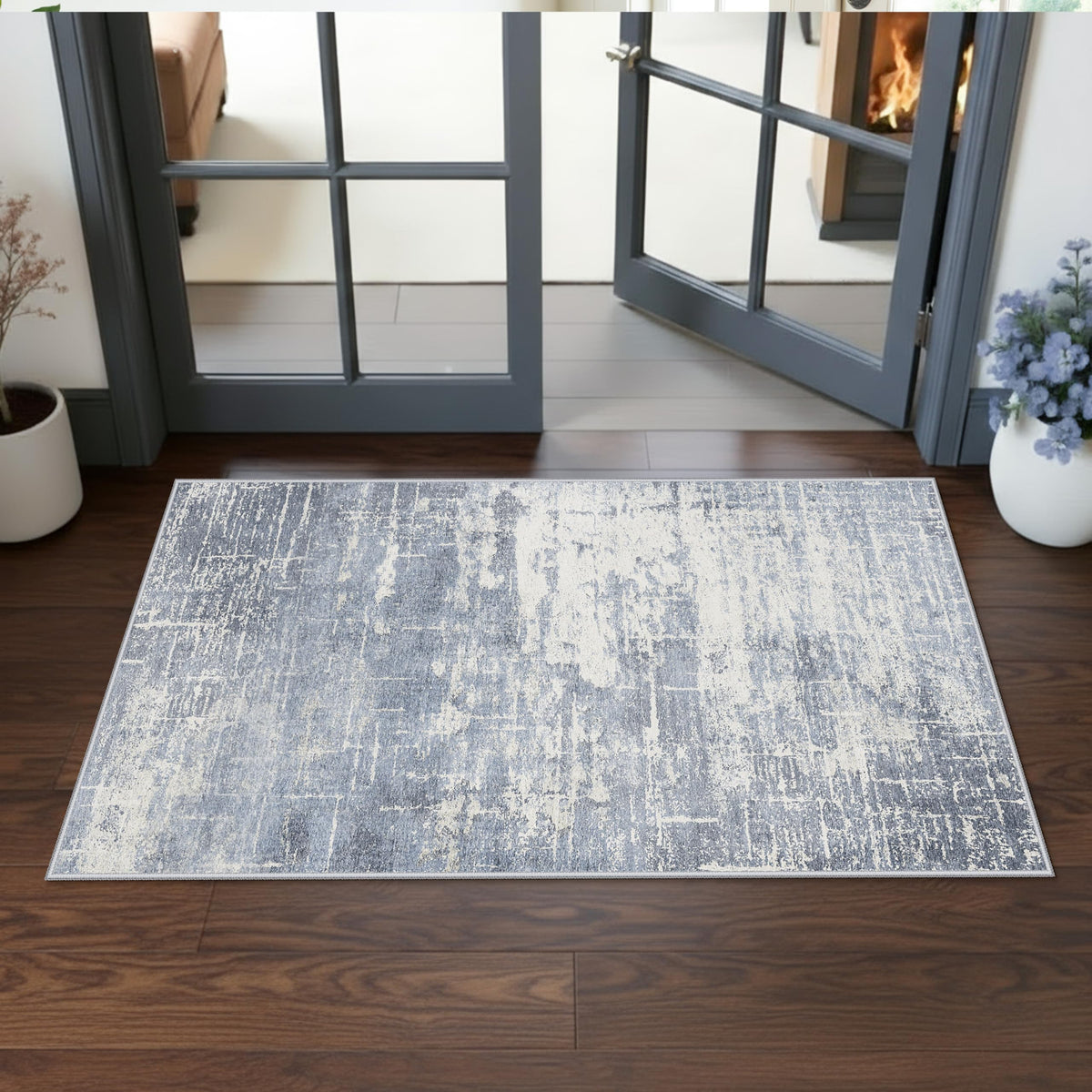 2x6 Hallway Washable Runner Rug : Vintage Soft Kitchen Laundry Runner with Non Slip Backing Farmhouse Entryway Living Room Floor Mat Stain Resistant Carpet for Bedroom Bathroom Distressed Beside Rug