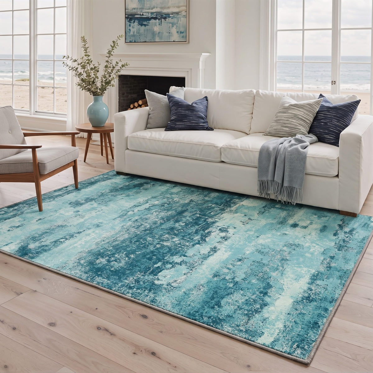 BEIMO 5x7 Green Abstract Area Rug, Washable Non-Slip for Bedroom