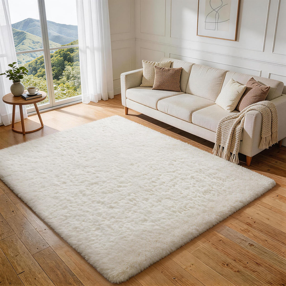 Ophanie Area Rugs for Living Room Bedroom, Washable Non-Slip Fluffy Soft Grey Shag Carpet, Indoor Floor Gray 4x6 Fuzzy Shaggy Living Room Plush Rug for Kids Home Dorm Decor Aesthetic
