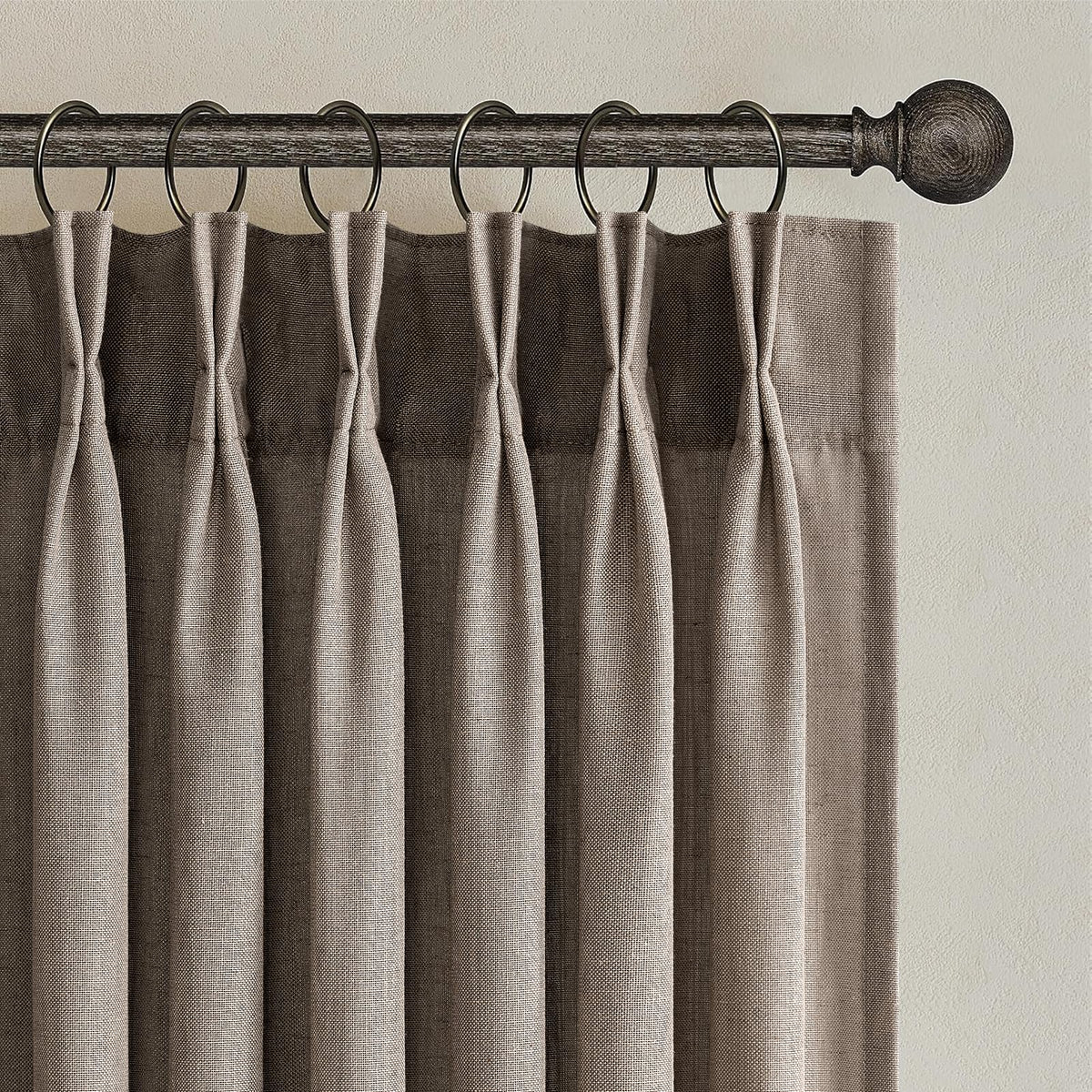 96 Inches Long Pinch Pleated Semi Sheer Curtains,Natural Linen Blended Light Filtering Window Curtains 96 Length 2 Panels for Living Room Bedroom Pinch Pleat Drapes with Hooks 2 Panels 40" Wx96 L