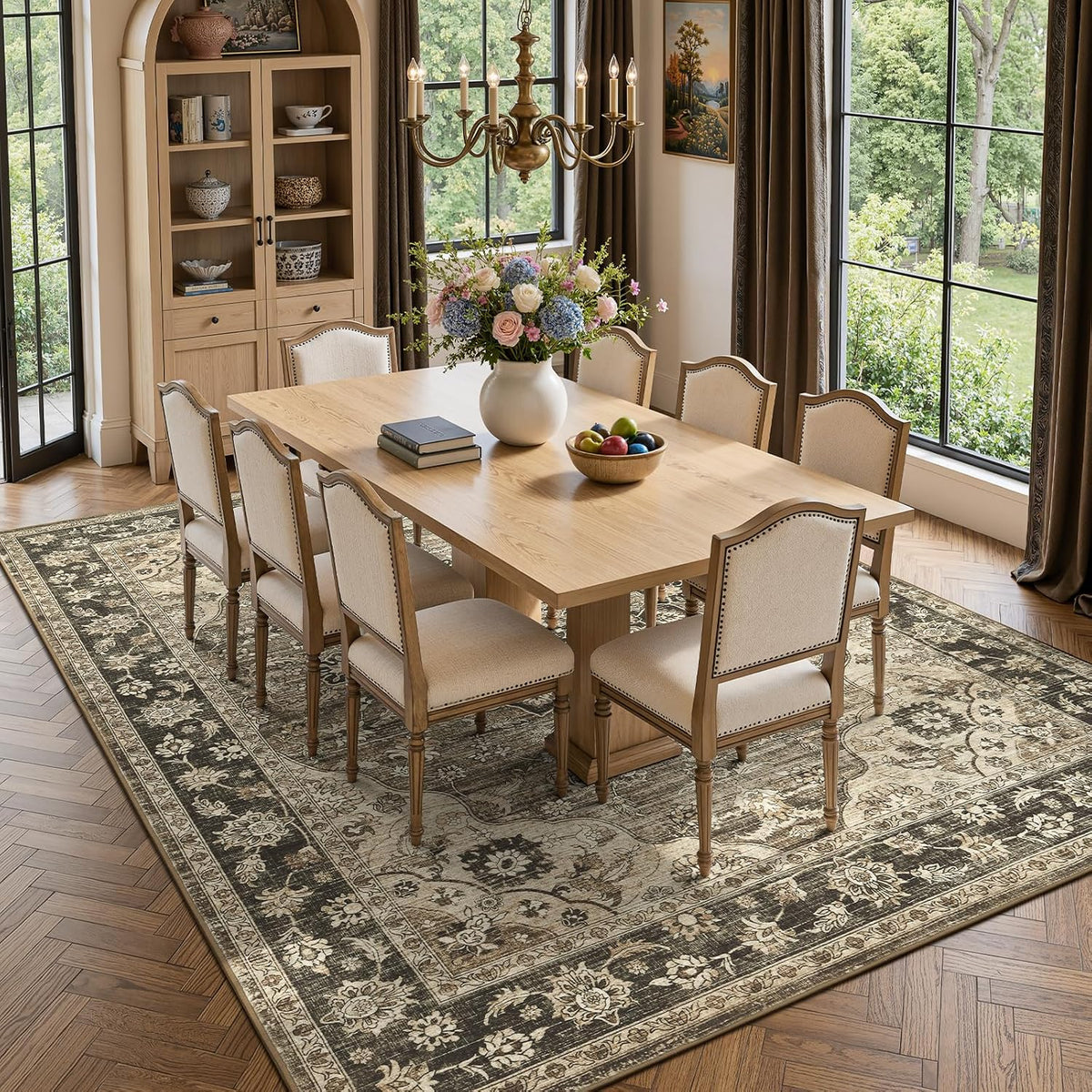 Lessymo 8x10 Washable Area Rug for Living Room Bedroom, Large Non-Slip Rug
