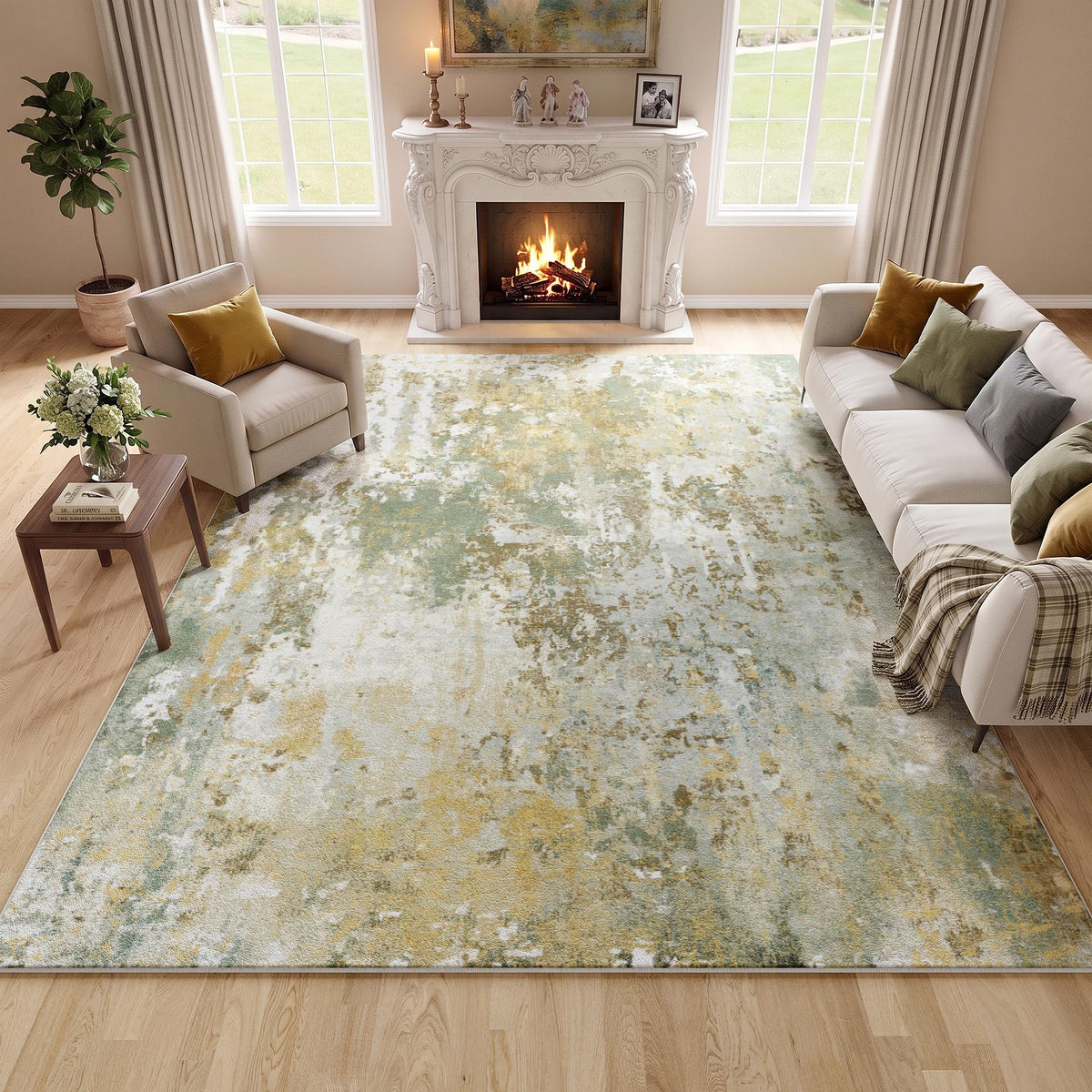 Black Washable Rug 5x7 Area Rugs for Living Room Bedroom Carpet