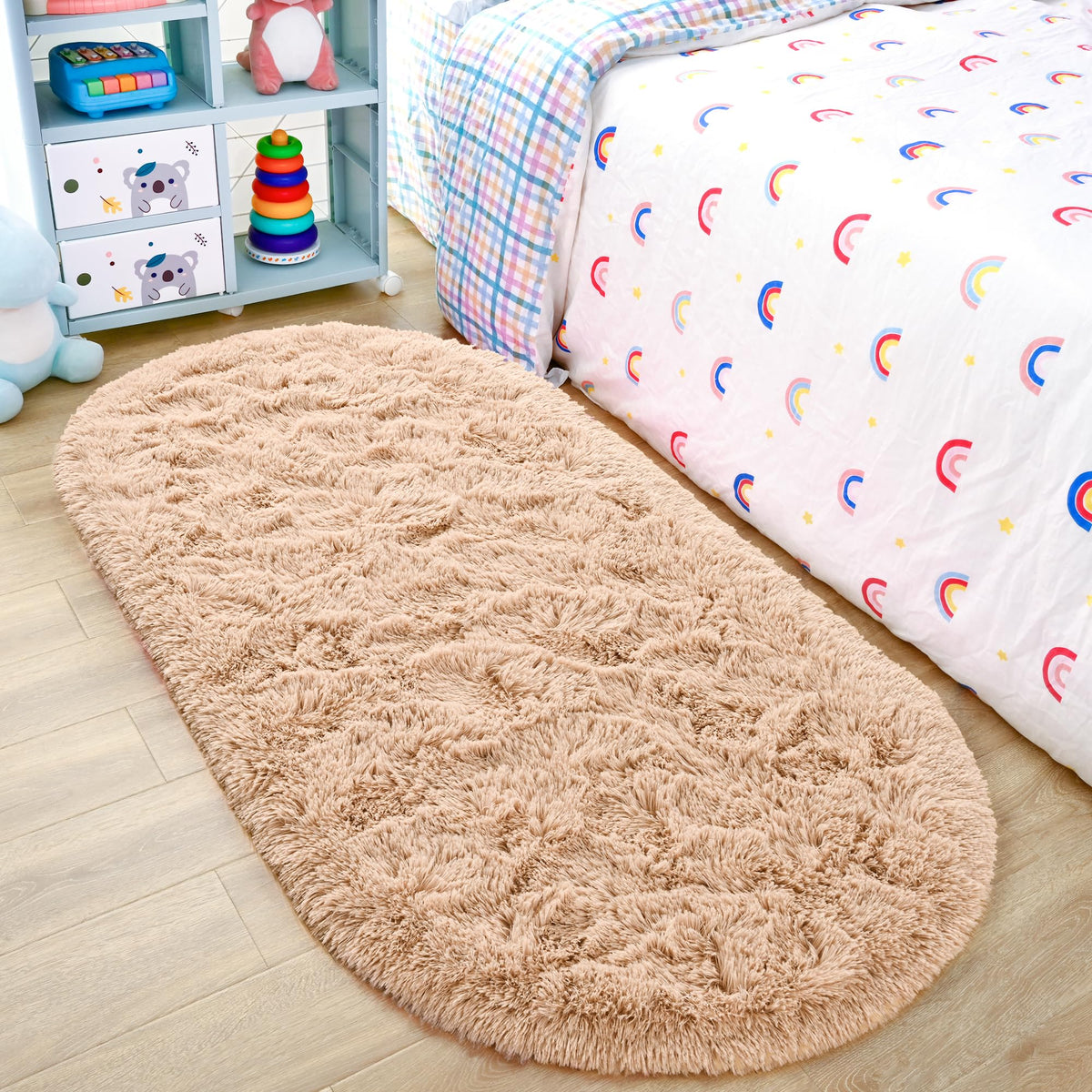 Noahas 2x6 Black Fluffy Soft Runner Rug Non-Slip for Bedroom Dorm Hallway